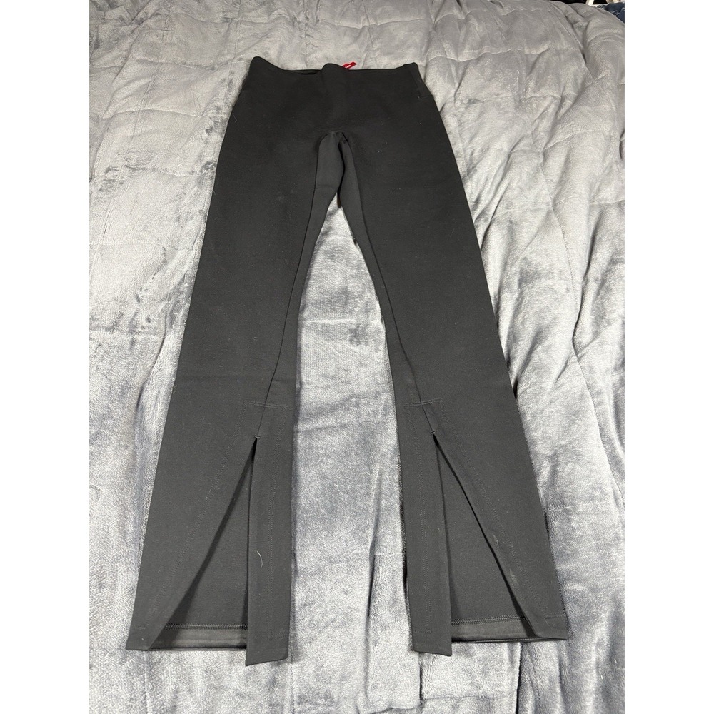Spanx‎ The Perfect Front Slit Skinny Midrise Ponte Legging Pants Black Petite Sm
